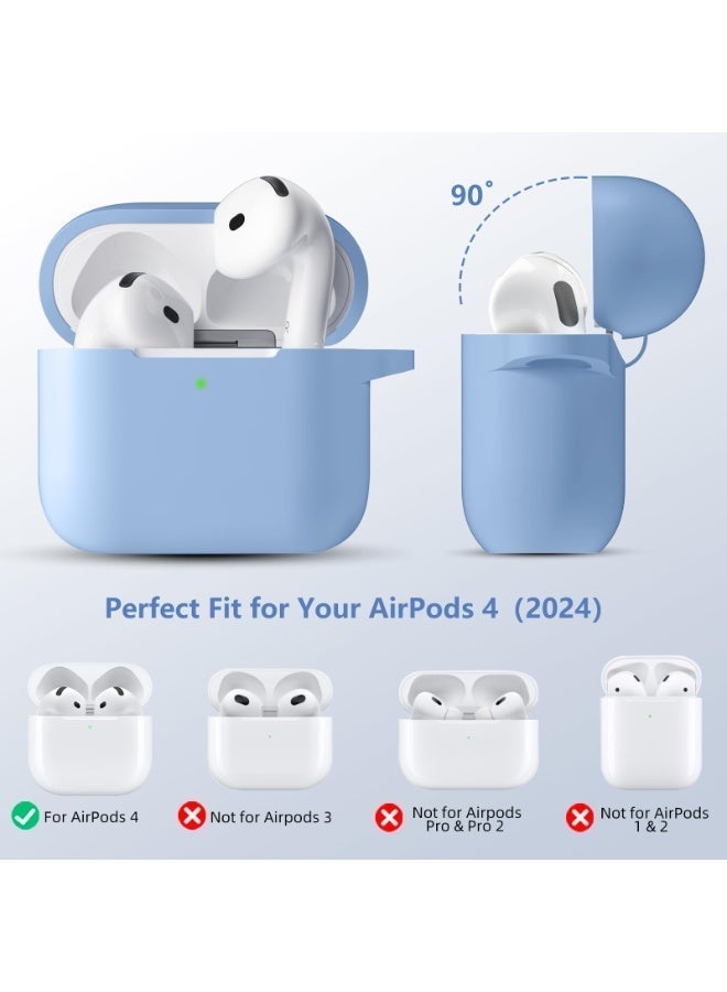 أنيوغرو متوافق مع الرجال والنساء airpods 4 كم واقية ، تنطبق على الجيل الرابع من airpods 2024 كم واقية التلقائي قفل قفل أمان غطاء ، مع تنظيف كيت و keychain الجبهة الصمام مرئية السماء الزرقاء - Image 2